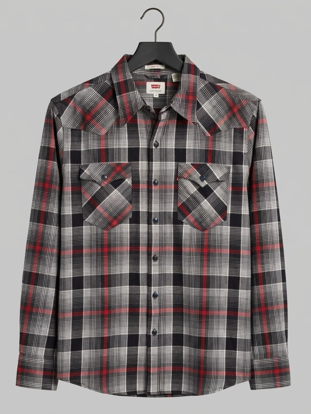 Levi's Western Plaid Long Sleeve Stretch Shirt Size M